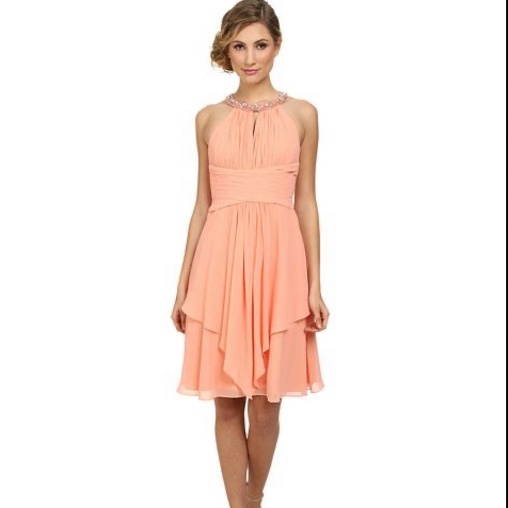 Donna Morgan Peach High Low Dress